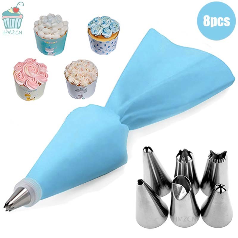 dropship 8/10/18PCS Silicone Pastry Bag Tips Kitchen Cake Icing Piping Cream Cake Decorating Tools Reusable Pastry Bags Nozzle Set