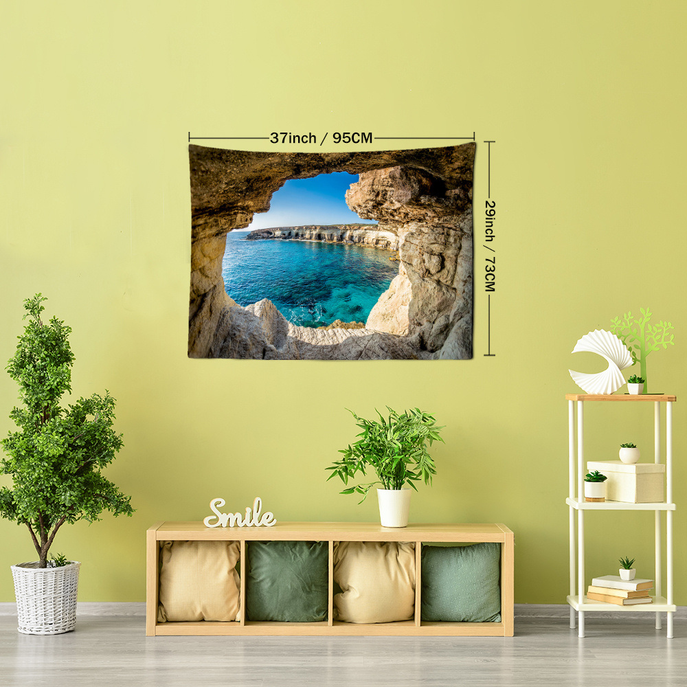 dropship 1pc Mountain Cave Seaside Landscape Tapestry Natural Scenery Bohemian Decoration; Free Installation Package Home Decor Living Room Bedroom Decoration