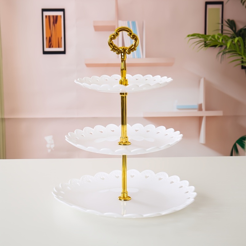 dropship 1pc; Plastic Dessert Display Table; Wavy European And American Style; Buffet Tea Break Cake Dessert Service Tray Fruit Plate