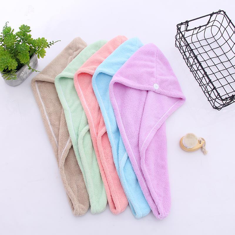 dropship 1pc Fast Drying Hair Towel With Button, Super Absorbent Hair Towel Wrap, Soft And Water-Absorbing Hair Drying Towel, Fast Drying Hair Wraps For Women, Anti Frizz Microfiber Towel, Bathroom Accessories