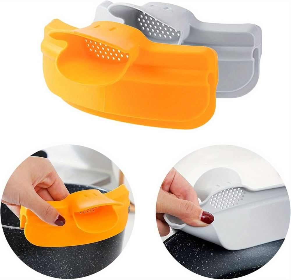 dropship 1pc; Anti-Spill Silicone Slip On Pour Soup Spout Funnel; Kitchen Dedicated Anti-Spill Pots Round Edge Deflector Pour Soup Funnel Duckbill Diversion Mouth