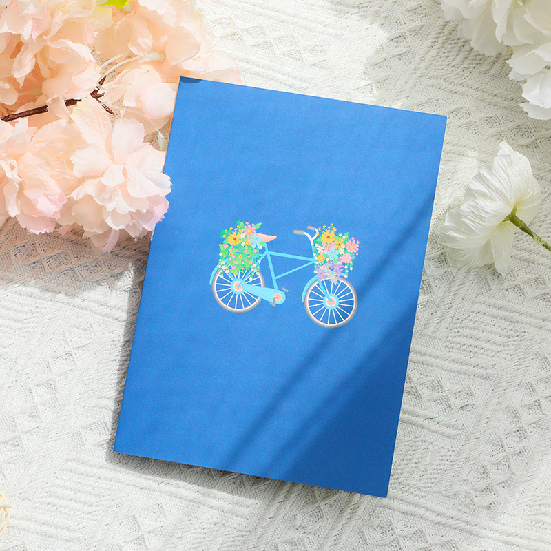 dropship 1pc Flower Bicycle Pop Up Card; 3D Spring Flower Bike Greeting Card For Anniversary; Mothers Day; Valentines Day; Thinking Of You; Thank You; Wedding; Sympathy