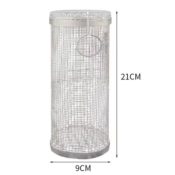 dropship Stainless Steel Barbecue Cooking Grill Grate Outdoor Camping BBQ Drum Grilling Basket Campfire Grid Picnic Cookware Kitchen Tool