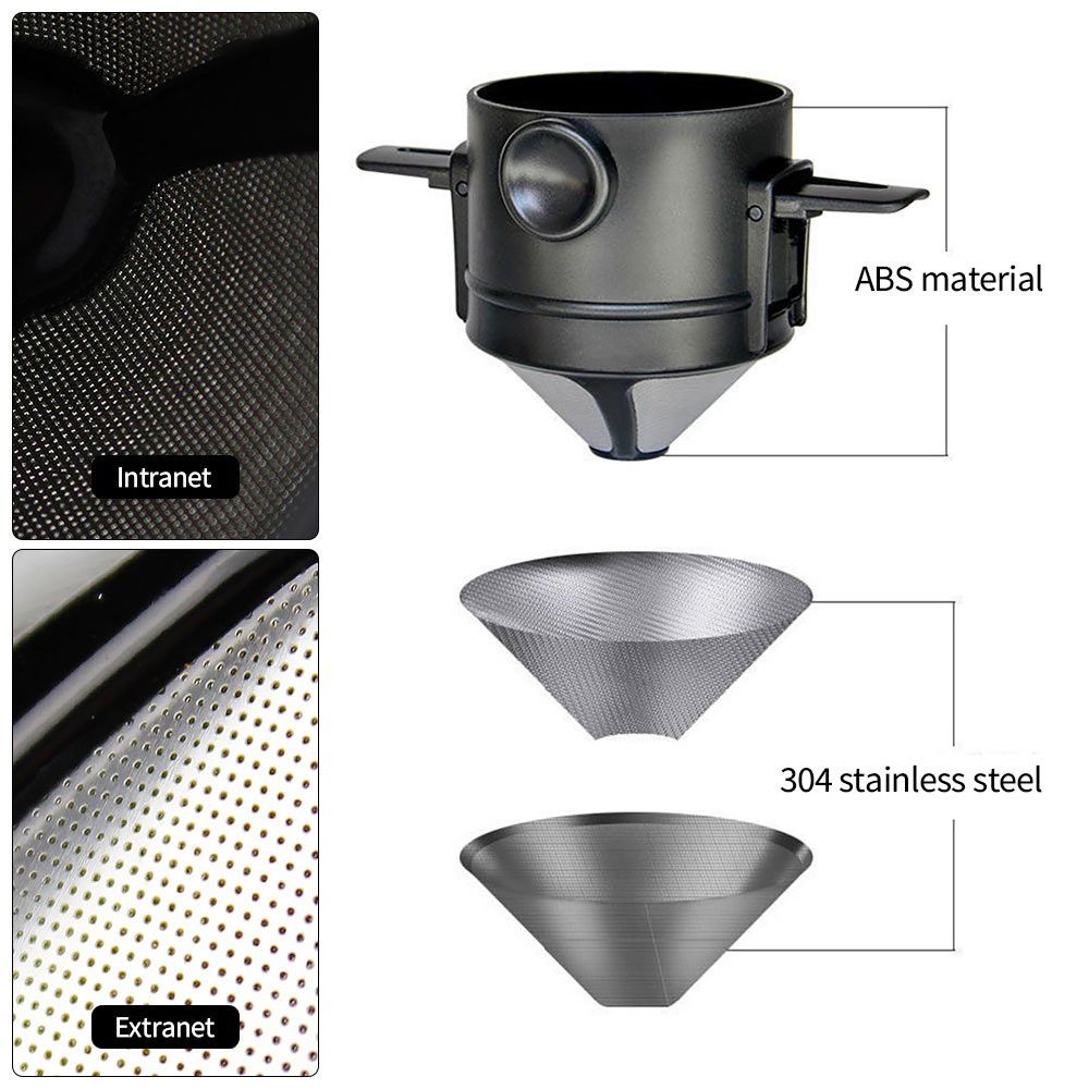 dropship 1 Pc Portable Foldable Coffee Filter Stainless Steel Easy Clean Reusable Coffee Funnel Paperless Pour Over Holder Coffee Dripper