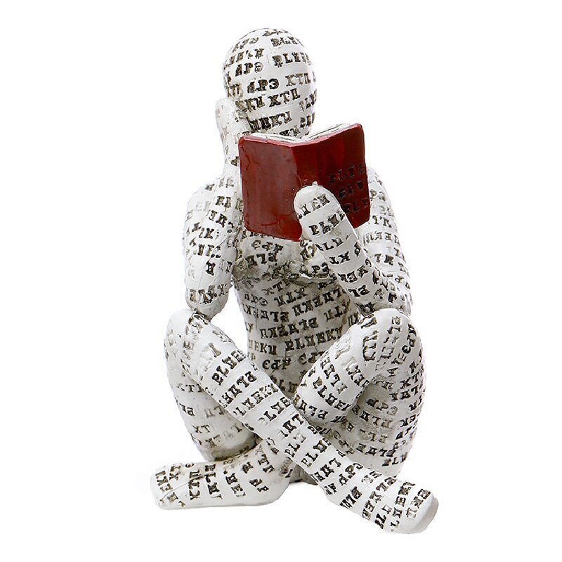 dropship Scandinavian Modern Style; Resin Statue Of Woman Reading; Thinker; Abstract Tabletop Sculpture; Home Decoration For Bedroom