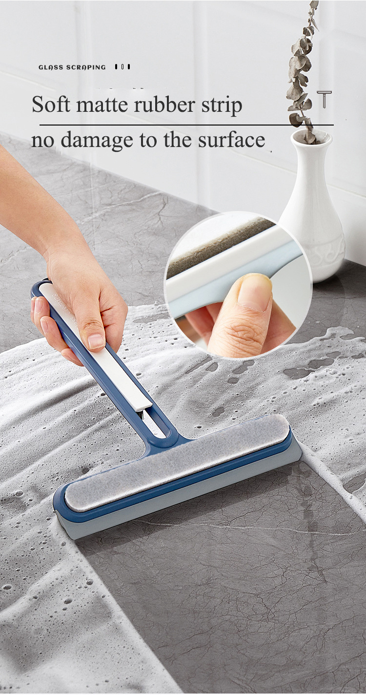 dropship 1pc/2pcs 3-in-1 Multi-Purpose Glass Cleaning Brush With Handle, Magic Window Cleaning Brush, Squeegee For Window, Glass, Shower Door, Car Windshield, Heavy Duty Window Scrubber, Blue, White