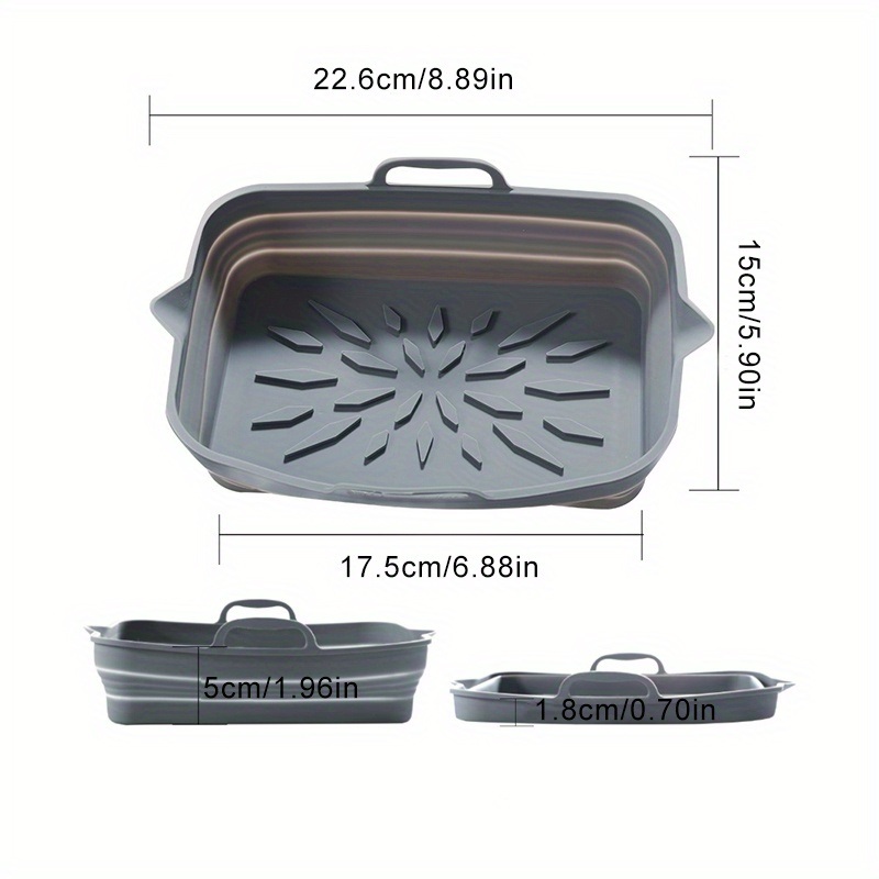 dropship Rectangular Air Fryer Liners; Foldable Silicone Tray; Air Fryer Accessories; Reusable Grill Plate; Heat Resistant Microwave Silicone Plate; Home Kitchen Items