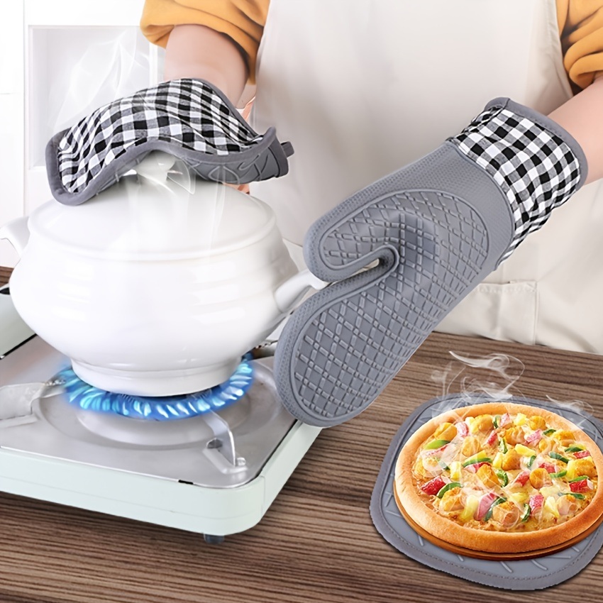 dropship 1pc Silicone Oven Mitts; Heat Insulation Pad; Nordic Style Microwave Oven Gloves; Kitchen Baking Gloves