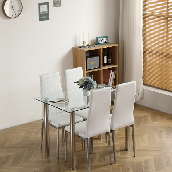 dropship 110CM Clear Color Dining Table Set (This product will be split into two packages) (replace 64512970)