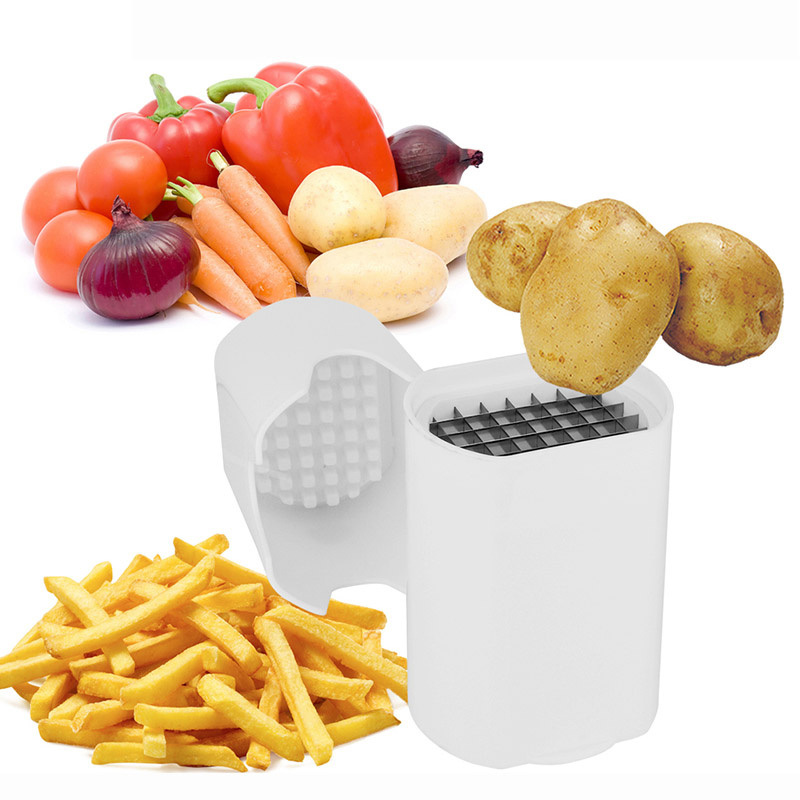 dropship 1pc Potato Fries 44 Grid Cut Potato Quick Stainless Steel French Cut French Fries Kitchen Utensils; White