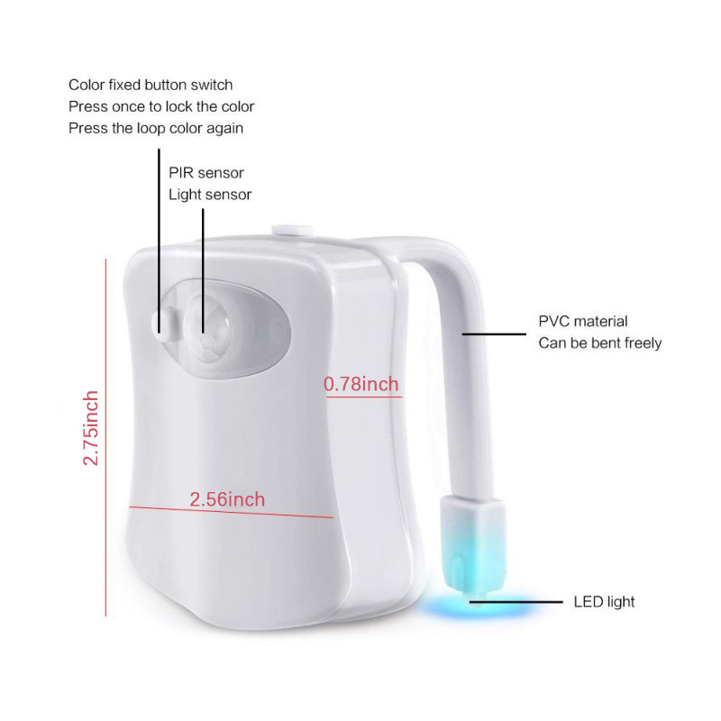 dropship 1pc 16 Colors Toilet Light, Human Motion Sensor Night Light, Bathroom Accessories