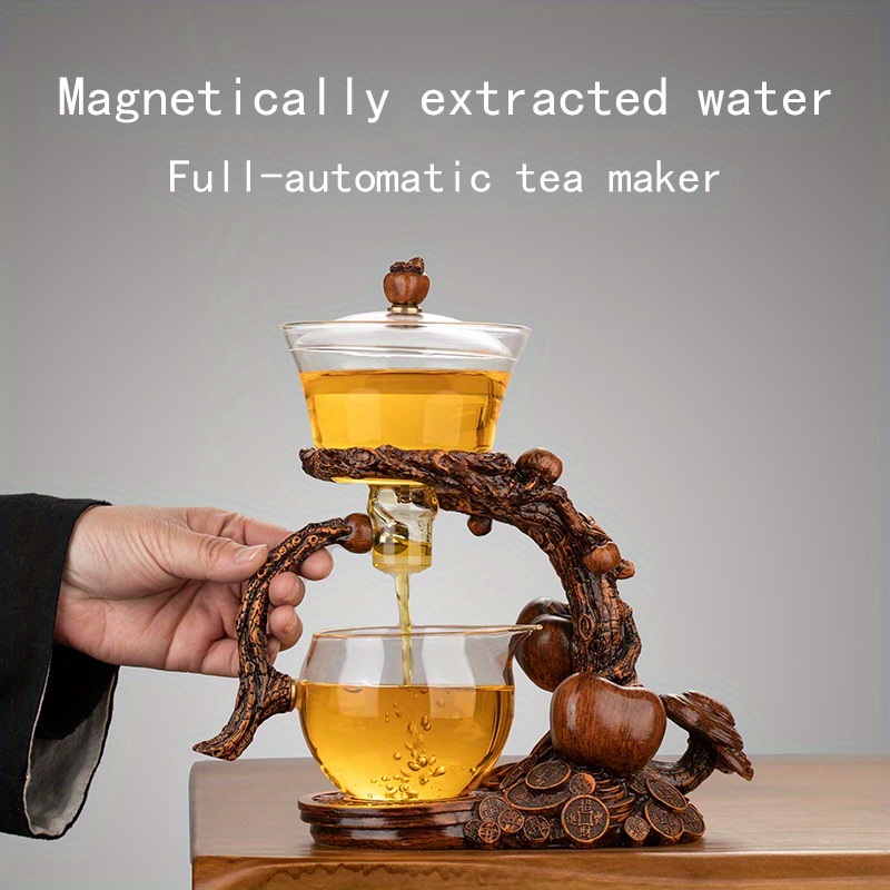 dropship 1 Set Lazy Tea Set; Magnetic Water Diversion Rotating Cover Bowl; Tea Maker; Automatic Glass Teapot; Tea Canister; Tea Cups; Tea Pet; Tea Tray; Chinese Kung Fu Tea Set