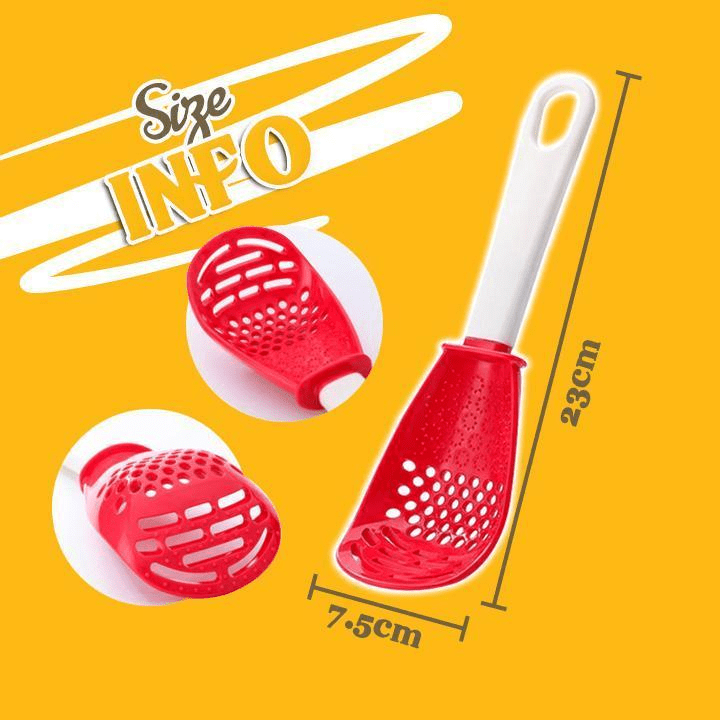 dropship New Multifunctional Kitchen Cooking Spoon Heat-resistant Hanging Hole Innovative Potato Garlic Press Colander Flour Sifter