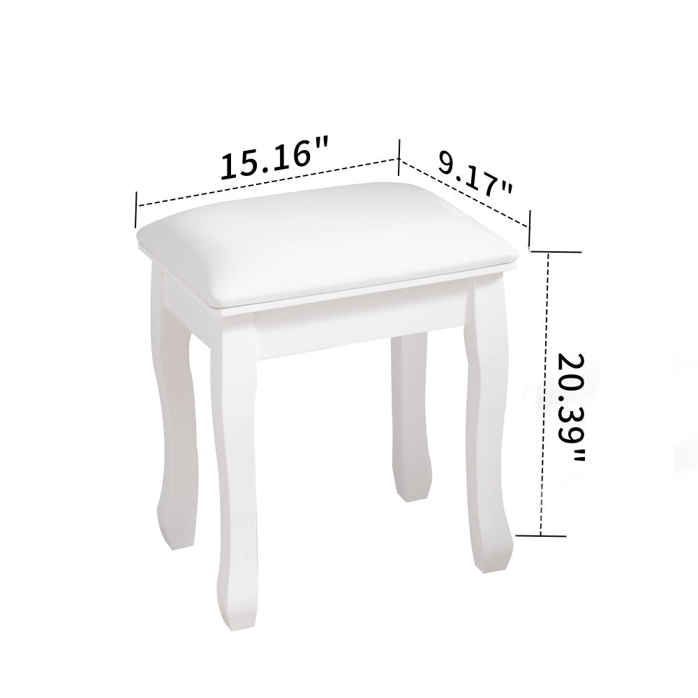 dropship Solid wood square stool - white