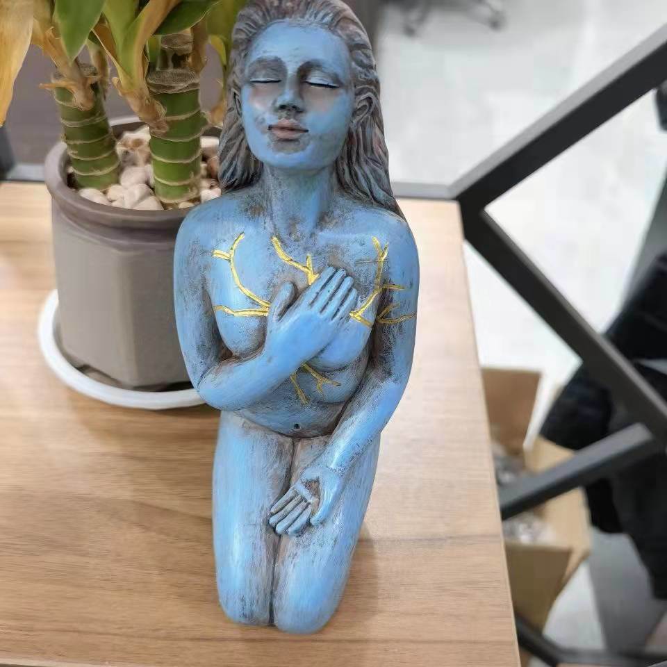 dropship Smurfs Self Healing Series Salvation Goddess Sculpture Resin Crafts Home Courtyard Decoration Car Gifts