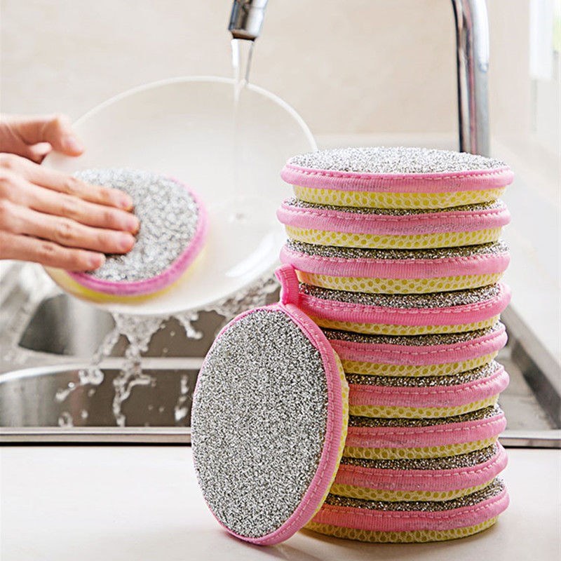 dropship 5/10pcs; Double Side Dishwashing Sponge Pan Pot Dish Wash Sponges Household Cleaning Tools Kitchen Tableware Dish Washing Brush