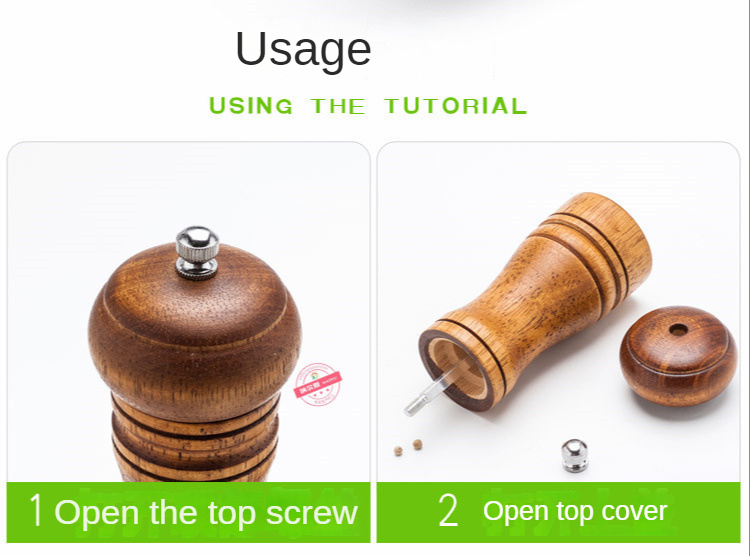 dropship Wooden Grinder Pepper Mill Manual Pepper Ceramic Core Pepper Sea Salt Seasoning Bottle Base Set Kitchen Tools
