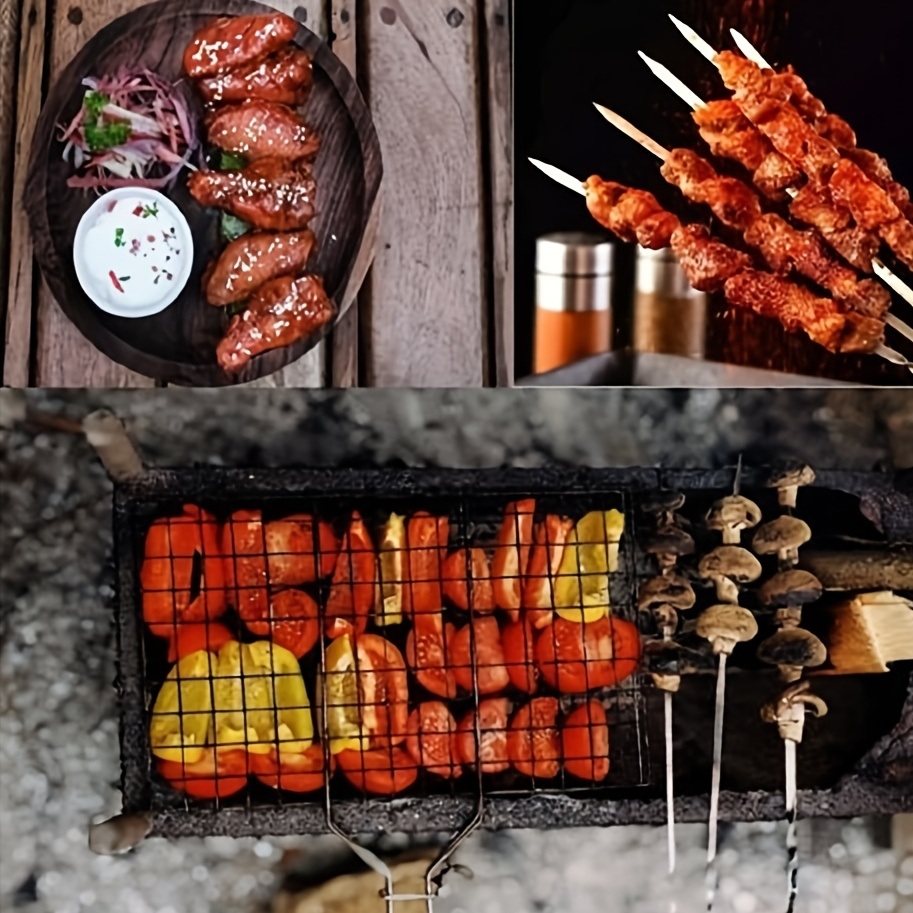 dropship 20pcs Grilling Flat Metal BBQ Skewers Stainless Steel Kabob BBQ Skewer 35CM/13.77inch
