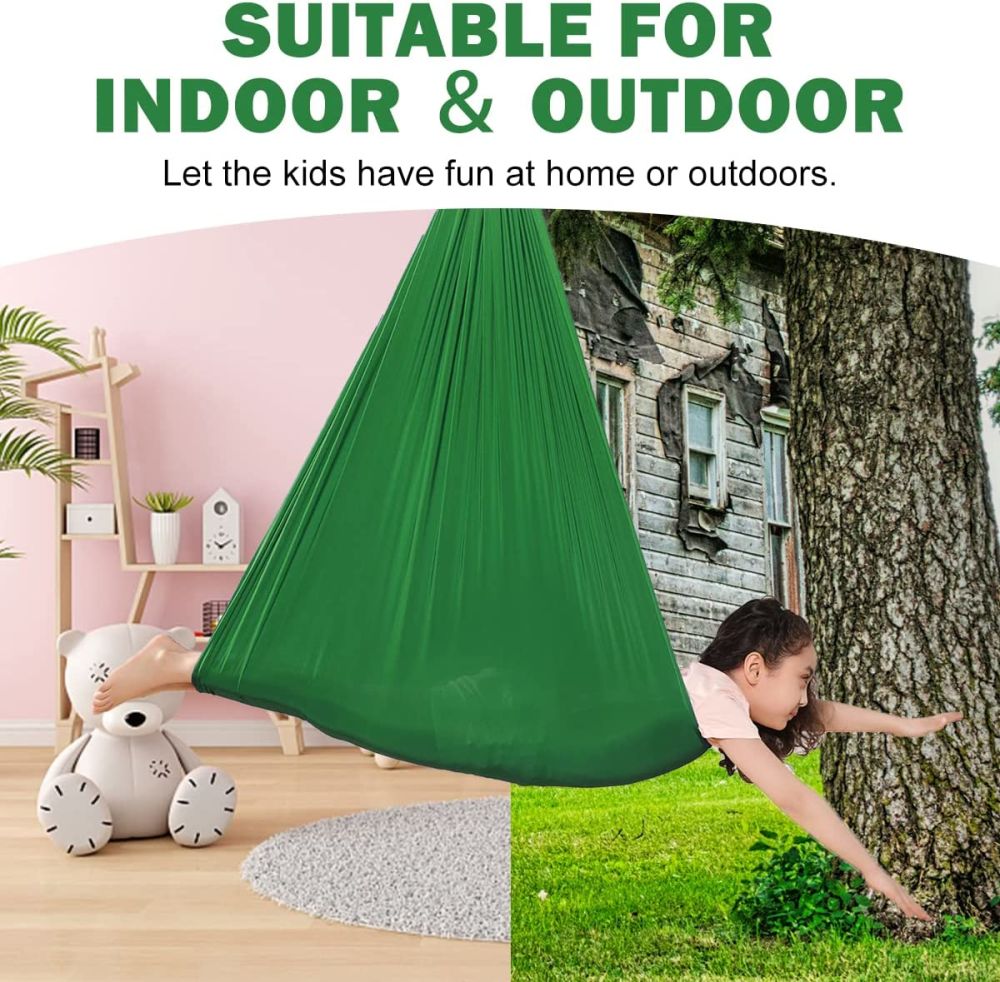 dropship 1pc Indoor Therapy Sensory Swing For Kids; Outdoor Room Adjustable Fabric Hammock For Children Teens Autism; ADHD; Aspergers; Sensory Integration; 59×110inch