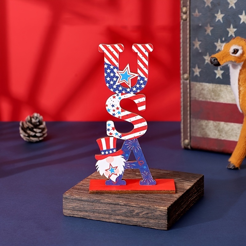 dropship 1pc Wooden Decorations; Independence Day Decorations Independence Day American Pattern Ornament Independence Day Arrangements