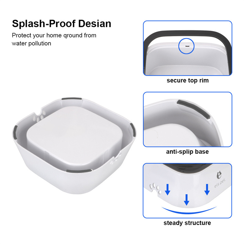 dropship 1.5L Cat Dog Water Bowl Carried Floating Bowl Anti-Overflow Slow Water Feeder Dispenser Pet Fountain ABS&PP Dog Supplies