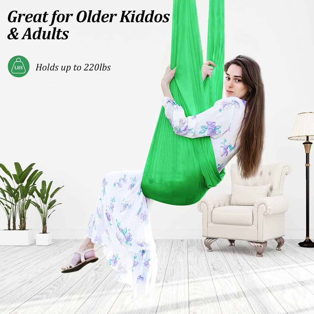 dropship 1pc Indoor Therapy Sensory Swing For Kids; Outdoor Room Adjustable Fabric Hammock For Children Teens Autism; ADHD; Aspergers; Sensory Integration; 59×110inch