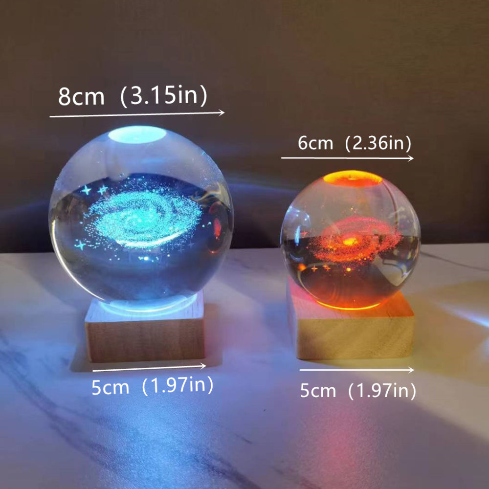 dropship Cosmos Series Crystal Ball Night Lights; Milky Way; Moon; Desktop Bedroom Small Ornaments; Creative Valentine's Day Gifts Birthday Gifts