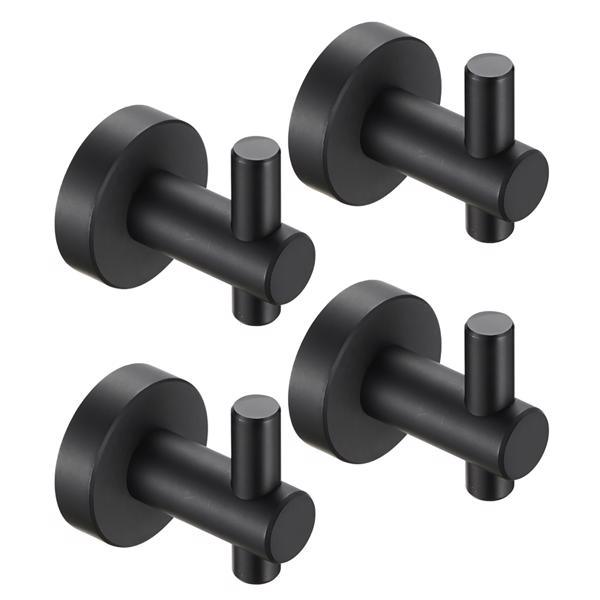 dropship Round Base Wall Hanging Hook with Screws- Matte Black Hook; 4 Pack; for Entry Shoe Cabinet; Wardrobe Bathroom Bedroom Furniture Hardware