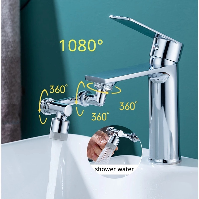 dropship 1pc New Universal 1080° Rotation Extender Faucet Aerator; Plastic Splash Filter; Kitchen Washbasin Faucets Bubbler Nozzle Robotic Arm