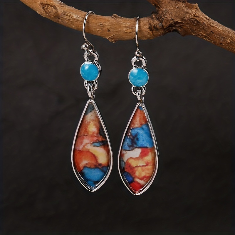 dropship 925 Sterling Silver Natural Turquoise Natural Gemstones Earrings Wedding Engagement Bride Jewelry