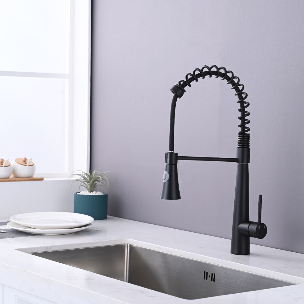 dropship Kitchen Faucet with Pull Down Sprayer; Commercial Style Kitchen Sink Faucet; Faucets for Kitchen Sinks; Single-Handle; Magnetic Docking Spray Head; Matte Black