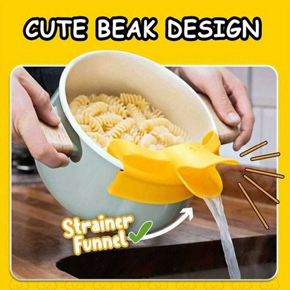 dropship 1pc; Anti-Spill Silicone Slip On Pour Soup Spout Funnel; Kitchen Dedicated Anti-Spill Pots Round Edge Deflector Pour Soup Funnel Duckbill Diversion Mouth