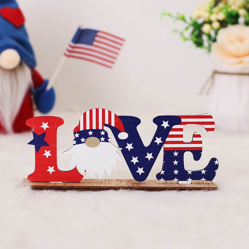 dropship 1pc 4th Of July Wooden Ornament; Independence Day I Love USA Wooden Alphabet Ornament; Holiday Decoration For Bedroom Living Room Tiered Tray Ornament; Holiday Accessories
