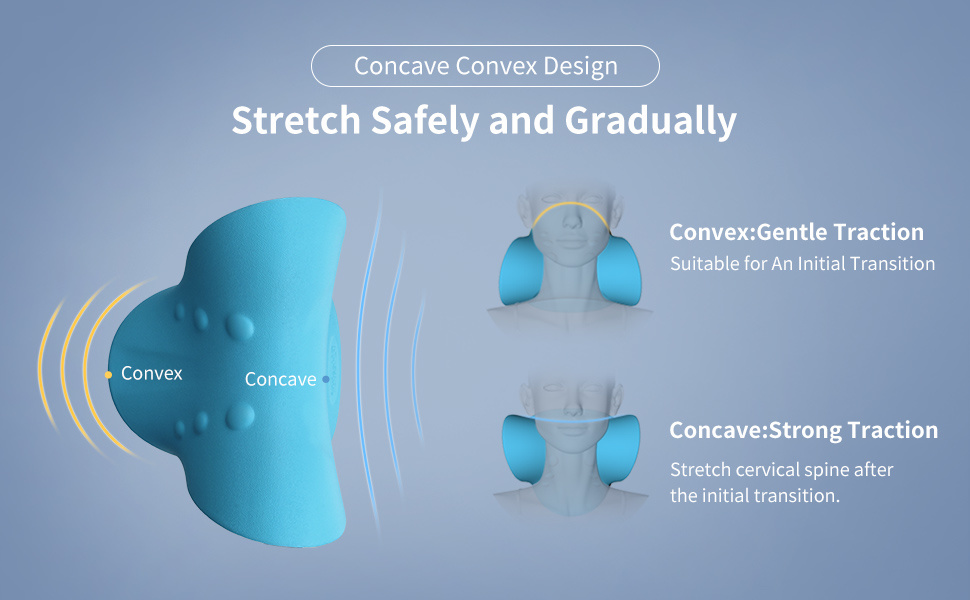dropship Neck and Shoulder Relaxer;  Cervical Traction Device for TMJ Pain Relief and Cervical Spine Alignment;  Chiropractic Pillow Neck Stretcher(Blue)