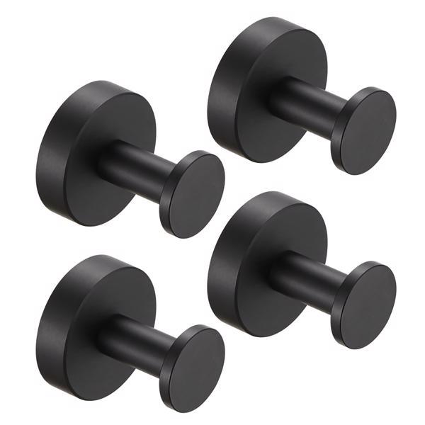 dropship Round Base Wall Hanging Coat Hook with Screws- Matte Black Towel Hook; 4 Pack; for Entry Shoe Cabinet; Wardrobe Bathroom Bedroom Furniture Hardware
