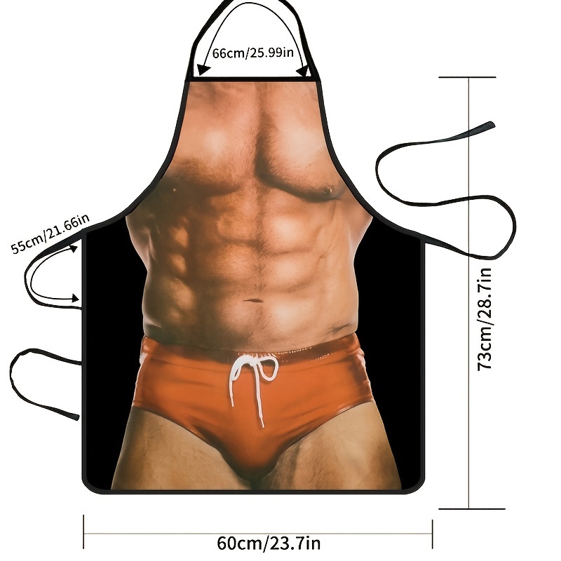 dropship 1pc Personality Funny Apron; Novelty And Creative Muscle Men Apron; 23.7"x18.7"