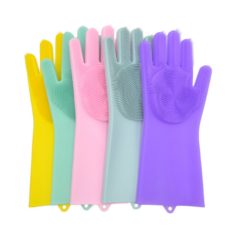 dropship 1 Pair Dishwashing Cleaning Gloves Magic Silicone Rubber Dish Washing Glove For Household Scrubber Kitchen Clean Tool Scrub