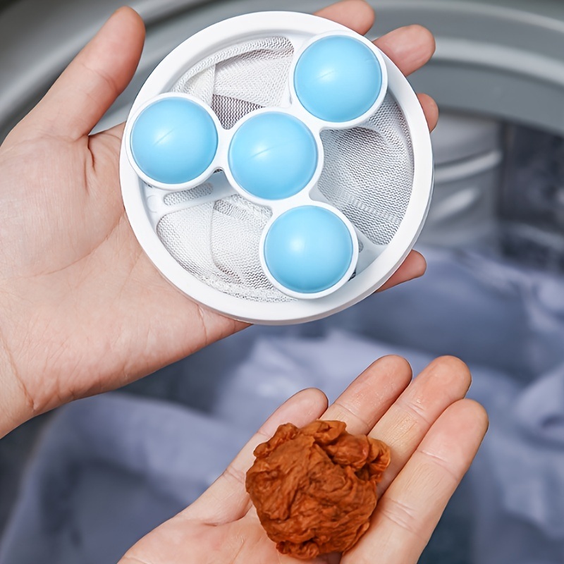 dropship 3pcs Pet Hair Remover; Reusable Lint Catcher Washing Machine Hair Filter; Laundry Hair Removal Ball; Durable Cleaning Mesh Bag Floating Lint Remover For Laundry 6.89*3.62in