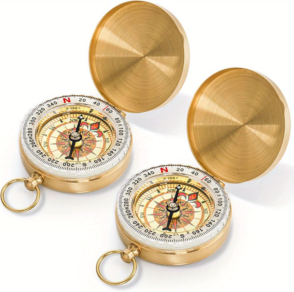dropship G50 Pocket Watch Vintage Flip Compass; Multi-functional Luminous Pure Copper Compass For Outdoor Mountaineering