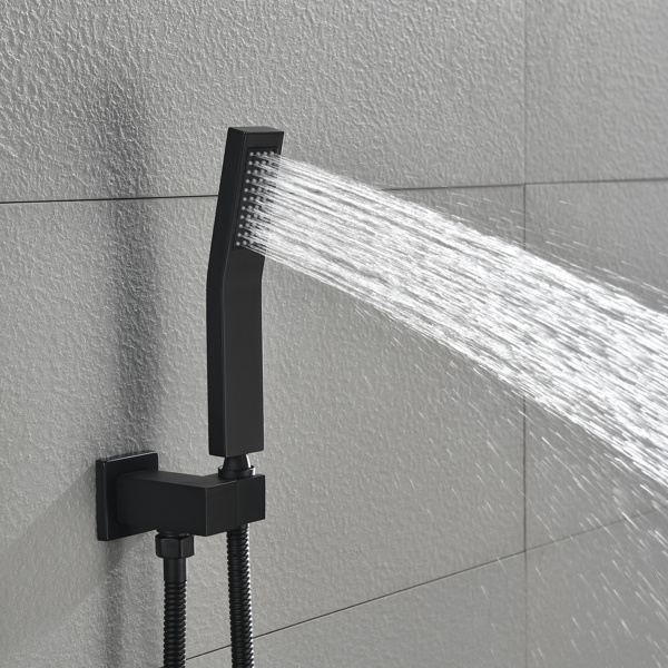 dropship Matte Black Shower Set System Bathroom Luxury Rain Mixer Shower Combo