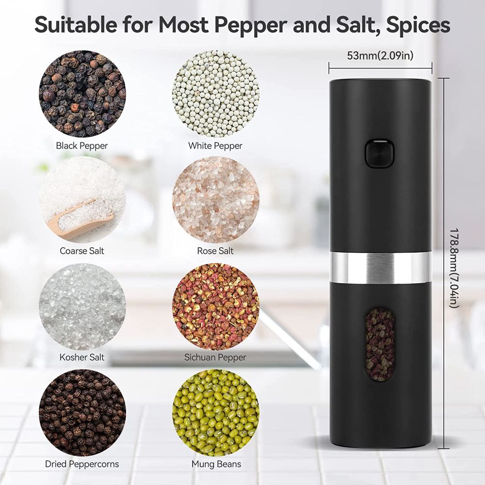 dropship Electric Salt And Pepper Grinder Set With Charging Base Automatic Salt Pepper Mill Refillable Adjustable Coarseness Salt Grinder