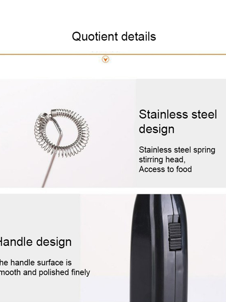dropship White Electric Egg Beater Milk Frother For Coffee Household Kitchen Mini Stainless Steel Coffee Milk Tea Blender
