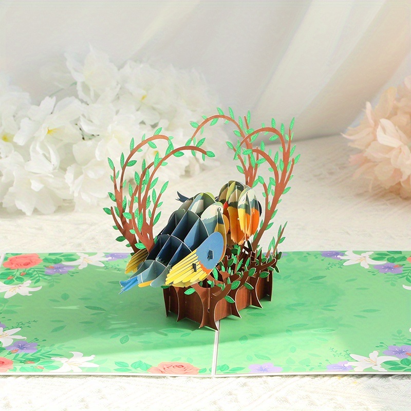 dropship 1pc New 3D Creative Three-dimensional Valentine's Day Greeting Card; Thank You Blessing Message Card; Exquisite High-end Handmade Love Bird Laser Hollow Engraving Card