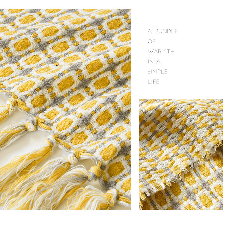 dropship Tassel Thread Blanket Geometry Woven Office Air Conditioner Lunch Break Towel Blanket Shawl Sofa Bedroom Vintage Lattice Splice