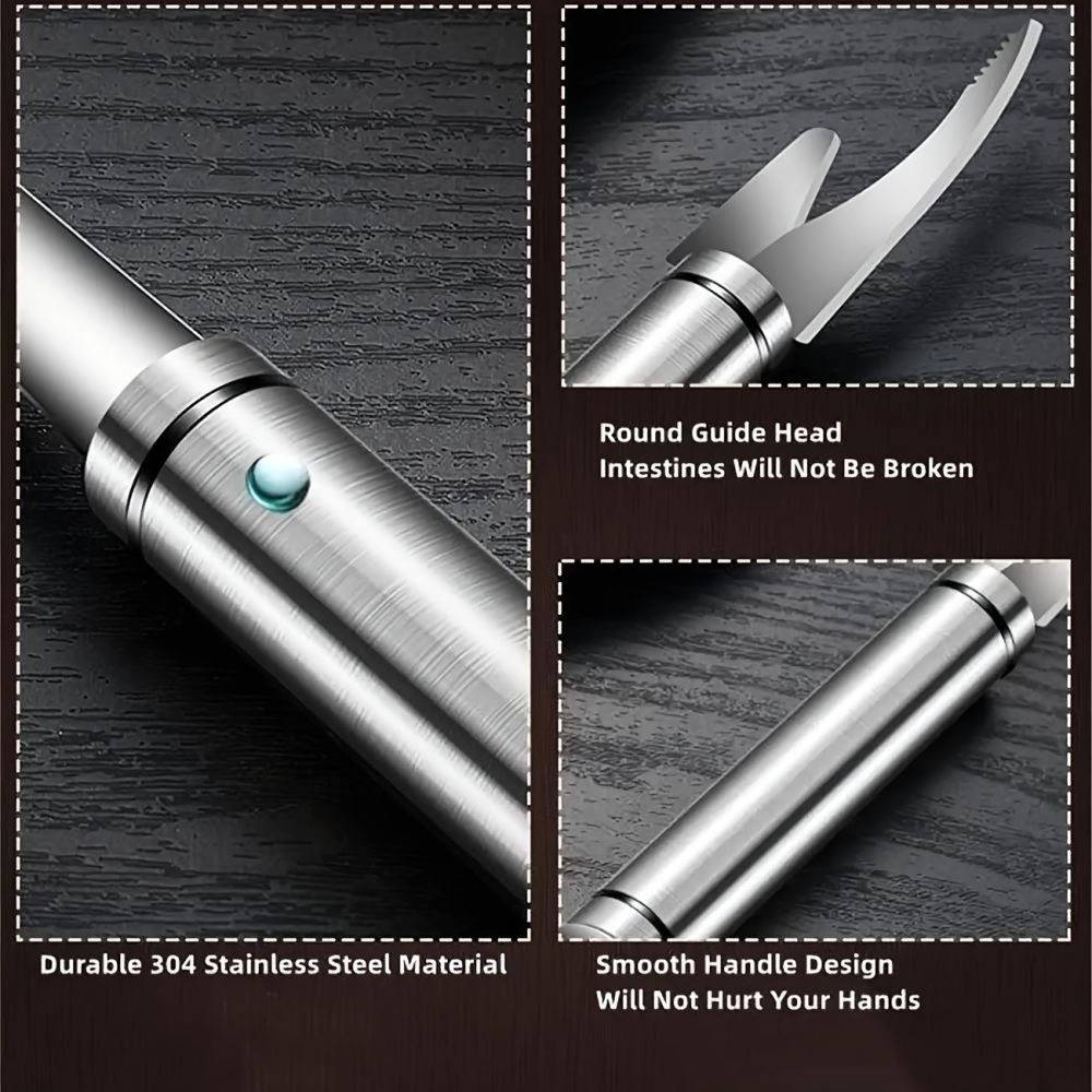 dropship 2pcs; 5 In 1 Multifunctional Shrimp Line Fish Maw Knife; Stainless Steel Portable Shrimp Cleaner Knife; Household Shrimp Line Knife; Fish Scale Planer Seafood Knives Tool For Kitchen