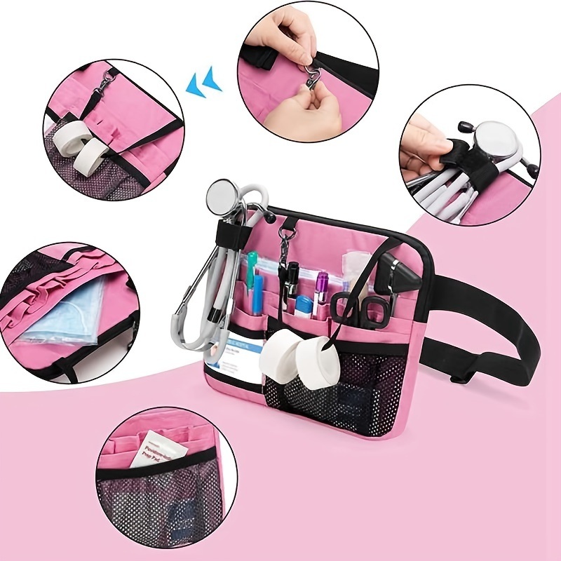dropship 1pc Waist Bag With Medical Equipment Pocket Nurse Waist Bag Tool Belt; OPP Bag Packaging; Pink