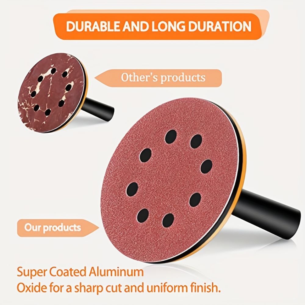 dropship 60pcs 5 Inch 8 Hole Hook And Loop Sanding Disc; 60 120 180 240 400 600 Grits Sand Paper For Random Orbital Sander; Sandpaper