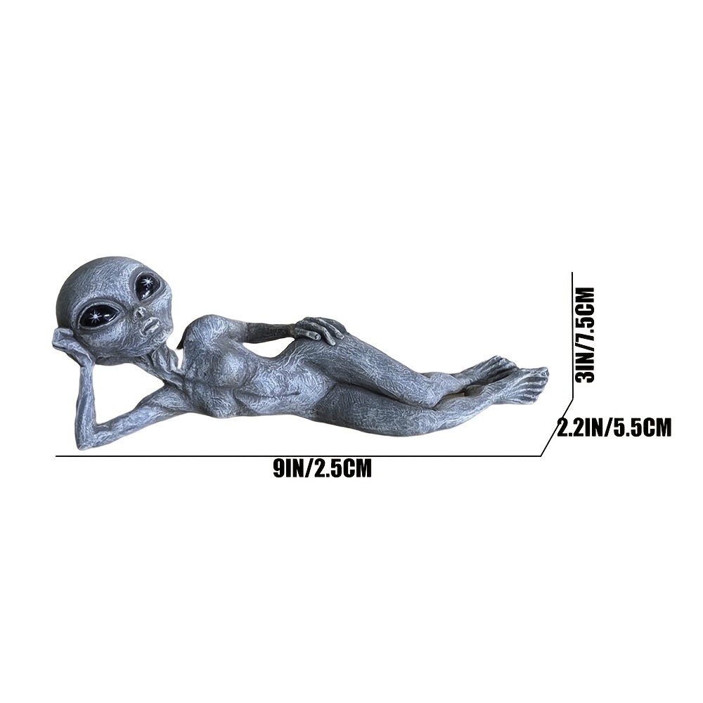 dropship 1pc Alien Resin Statues Figurine; Halloween Creative Statues; Home Decor Garden Decoration