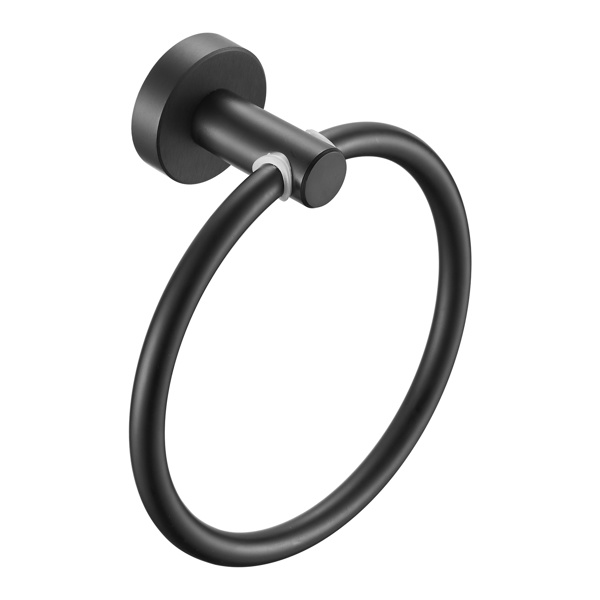 dropship Towel Ring Matte Black; Bath Hand Towel Ring Thicken Space Aluminum Round Towel Holder for Bathroom