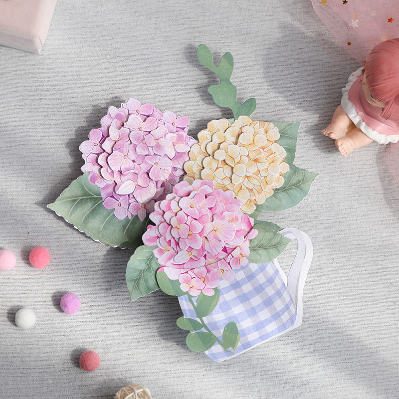 dropship 1pc Pop Up Greeting Card For Mother's Day; 3D Hydrangea Flower Paper Carving Ornament; Creative Birthday Wishing Handmade Gift; Thanksgiving Wishing Card For Mother; Mother's Day Gift